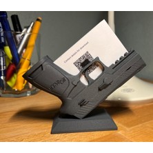 3D Tasarım Modern Tabanca Kartvizitlik - Dekoratif Masaüstü Not Tutucu & Ofis Aksesuarı