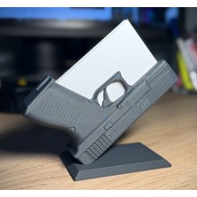 Glock Stil Silah Kartvizitlik - 3D Yazıcı Tasarım Masaüstü Organizer - Taktik Ofis Aksesuarı