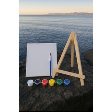 Regislunart Boyama Seti 20X20 Tuval Ayarlanabilir Şövale Seti 1 Adet Fırça ve 6lı Mini Boya Seti Başlangıç Seti