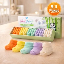 Novibaby 5'li Bambu Yenidoğan Bebek Çorap I Colour Mix I Kız Erkek Bebek Çorabı