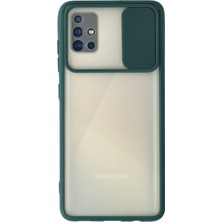 Hnrlishp Newface  Galaxy A71 Kılıf Palm Buzlu Kamera Sürgülü Silikon - Yeşil