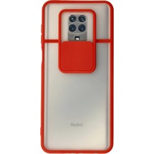 Hnrlishp Newface Xiaomi Redmi Note 9  Kılıf Palm Buzlu Kamera Sürgülü Silikon - Kırmızı