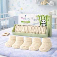 Novibaby 5'li Bambu Yenidoğan Bebek Çorap I Ecru Ekru Kız Erkek Bebek Çorabı