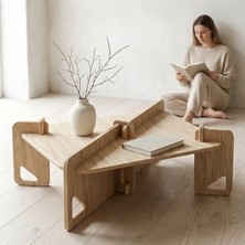 Praktura Craft Doğal Ahşap Orta Sehpa, Salon Sehpası, 60X80X45 Portatif Sehpa