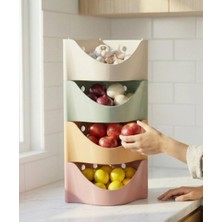 Istiflenebilir Mutfak ve Kiler Düzenleyici - 4 Katlı Dikey Sebze ve Meyve Sepeti