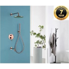 Kapadokya Style Banyo Bataryası Duş Seti Ankastre Rose Yeni Model Sıva Altı Dahil 3 Yollu İthal 7 Yıl Garantili
