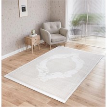Cinka Home Modern Tasarımlı Halı Yumuşak Doku Saçaklı Tozumaz Tüylenmez Klasik Salon Oturma Odası 7101 Kemik
