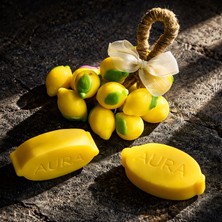 Aura Limon Tasarımlı Dekoratif Sabun – Ferah Limon Kokulu El Yapımı Banyo & Dekor Sabunu 3'lü Set