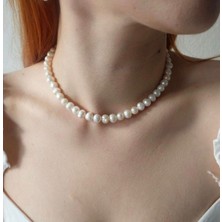 Taşmir Sertifikalı Choker Doğal Inci Kolye - Altın Kaplama Aparatlar