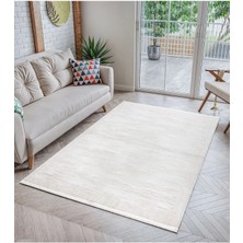 Cinka Home Modern Tasarımlı Halı Yumuşak Doku Saçaklı Tozumaz Tüylenmez Klasik Salon Oturma Odası 7102 Kemik