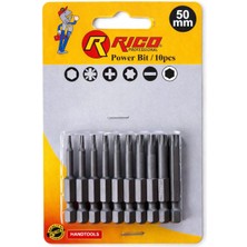 Rico Torx Bits Uç Seti 50 mm Metal Malzemeden 10 Parça Yüksek Dayanıklılık ile Profesyonel Kullanım