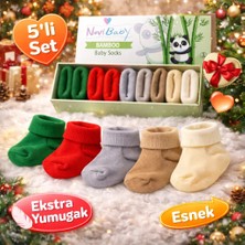 Novibaby 5'li Bambu Yenidoğan Bebek Çorap I Winter I Kız Erkek Bebek Çorabı