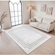 Cinka Home Modern Tasarımlı Halı Yumuşak Doku Saçaklı Tozumaz Tüylenmez Klasik Salon Oturma Odası 7104 Gri