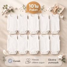 Novibaby 10'lu Bebek Atlet Body Zıbın Çıtçıtlı Beyaz 100% Pamuk Yenidoğan - Beyaz Bebek Body Zıbın