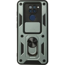 Hnrlishp Newface Xiaomi Redmi Note 9 Kılıf Pars Lens Yüzüklü Silikon - Yeşil