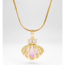 Stella Fortis Deniz Kabuğu Formlu Orta Taş Kristalli Zirkon Detaylı Kolye