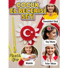 Kabajur Çiçekli Türk Bayrağı Tasarımlı Çocuk Hobi Dikiş Seti - Bileklik Toka