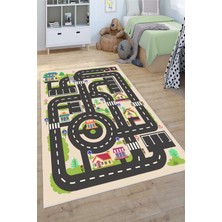 Pelura Halı Yol Desenli Baskılı Yıkanabilir Kaymaz Taban Çocuk Halısı Oyun Anaokulu ve Kreş Halısı