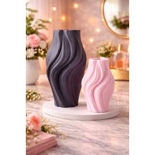 3D Boyuthane Modern Dalga Tasarımlı Dekoratif Vazo Seti