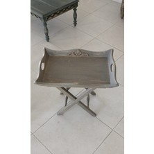 Çınar Mobilya Tepsi Sehpa & Sage Serisi & Ağaç Üretim & Soft Green & Eskitme Tasarım (Ladin)