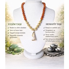 Solare Accessories Yeşim ve Hematit Doğal Taşlı Inci Detaylı Tasarım Kolye