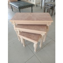 Çınar Mobilya Zigon Sehpa Takım & Ağaç Üretim & Boyasız Ham & Çınar Design & Oymalı