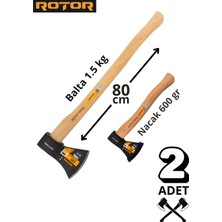 Rotor Ahşap Saplı 1500GR+600GR 2’li Balta Nacak Seti