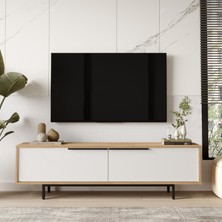 L'occi Concept Leena 160CM  Tv Ünitesi Sehpası Metal Ayaklı Sepet-Beyaz La1-Sw