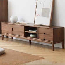 Wooden Decoration Noira Tv Ünitesi Masif Ahşap Koyu Ceviz