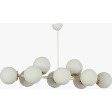 Class Aydınlatma Abajur Modern Tasarım 10LU Glop Cam Beyaz Gold Avize