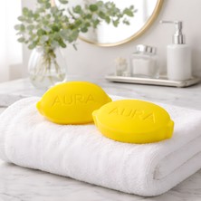 Aura Limon Tasarımlı Dekoratif Sabun Seti – Ferah Limon Kokulu El Yapımı Banyo & Lavabo Sabunu (2’li Set)
