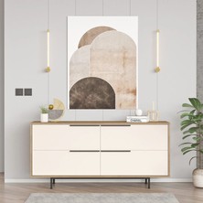 L'occi Concept 160 cm Konsol - 4 Kapaklı Sepet Beyaz - Metal Ayaklı Modern Büfe