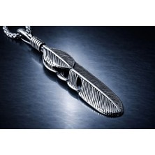 Vikings Gümüş Renk Paslanmaz Çelik Kartal Kanat Tüy Kolye