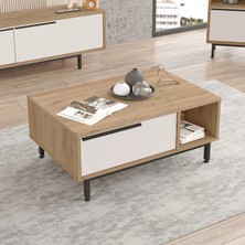 L'occi Concept Leena Orta Sehpa Metal Ayaklı Kapaklı Sepet-Beyaz La2-Sw