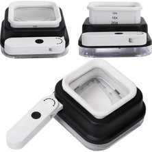 Neler Geldi Neler Saatci Kuyumcu Büyüteçi Çift Optik Cam Lens 10X 15X 20X Işıklı Büyüteç Uv Mavi 4 LED Ölçekli Büyüteç