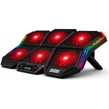 Mdstech 6 Fanlı Rgb Laptop Soğutucu Stand 17 Inç LED Ekranlı 7 Kademe Notebook Cooler