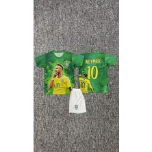 Rodak Spor Neymar Jr 10 Brezilya Yeşil Tasarım Şortlu Çocuk Forması 2’li Takım