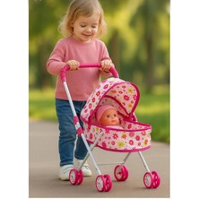 Aksoy Toys Oyuncak Yataklı Puset Bebek Arabası Metal