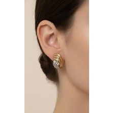 Lune Design Burgu Iki Renkli Çelik Küpe
