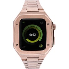 Eco Port Apple Watch 44MM Metal Petek Kasalı Kordon (Saat Değildir) - Rose Gold