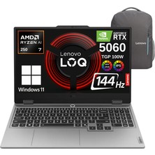 Lenovo Loq 15AHP10WZ1 Aı Amd Ryzen7 250 12GB 1TB RTX5060 (100WATT) Fhd 15.6 IPS 144Hz Windows 11 Home Gaming Taşınabilir Bilgisayar - Lenovo Çanta