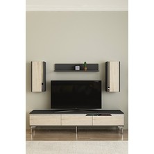 Ceneyra TVR1898ATS - Anka TVR180 Tv Ünitesi Takım , Tv Sehpası  180CM Antrasit-Traverten-Silver