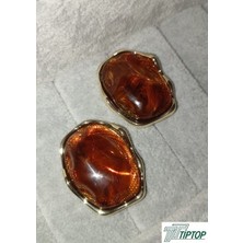 Kahverengi Kemik Model Gold Renk Küpe