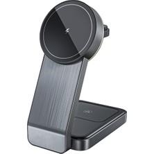 Avcı Teknoloji Market 3in1 Manyetik Kablosuz Şarj Standı 15W Katlanabilir Magsafe Uyumlu Şarj Istasyonu