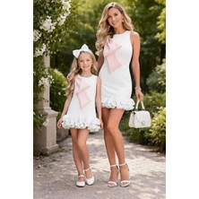 Sy Store Anne-Kız Çocuk Tokalı Dalgıç Kumaş Elbise