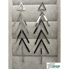 Ok Sıralı Model Gümüş Renk Sallantılı Küpe