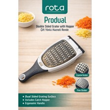 Aşkana Produal Hazneli Çift Yönlü Rende - Ergonomik Kaymaz Saplı Pratik Peynir & Sebze Rendesi
