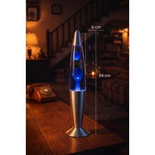 Biton Toptan  Lav Lambası 34,5 cm – Mavi Atmosfer Işığı, Dekoratif Gece Lambası, Konsept Lamba Aydınlatma