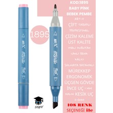 Art-x Çift Taraflı Profesyonel Çizim Kalemi Kalıcı Mürekkep Üçgen Gövde Ince Uç 1 mm Kesik Uç 2-6mm Sketch