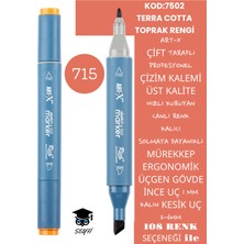 Art-x Çift Taraflı Profesyonel Çizim Kalemi Kalıcı Mürekkep Üçgen Gövde Ince Uç 1 mm Kesik Uç 2-6mm Sketch